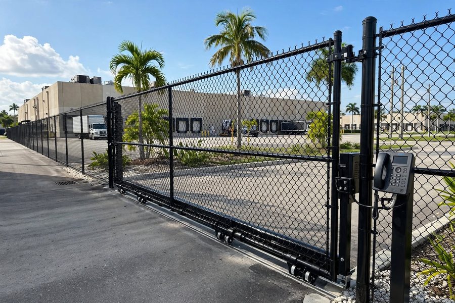 Warehouse Yard Fencing and Slide Gate — representative property photo